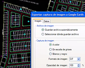 Exportación de captura de pantalla de AutoCAD hacia Google Earth™